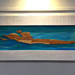 No. 014  Picture from wood, island HVAR from olive, dim 115 x 46cm. Price: 290,- €