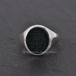 Herren Siegelring aus 925 Silber mit gravierten Initialen und Jaspis – klassischer Siegelring in moderner Ausführung