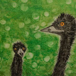 LUSTIGE VÖGEL (funny birds)  -  50x60 cm, Ölarell, courtesy of technique: Bärbel Pfleghar