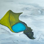 CRATER LAKE - 80x80cm, pigments and Acryl on canvas