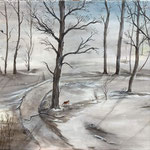 LONGING FOR SPRING - 80x80cm, pigments and Acryl on canvas