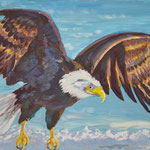 190119 Schneeadler Gouache auf Papier 30x40 gerahmt 52x62