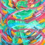100411 Tänzer Gouache auf Papier 70x50 weiss gerahmt 62x82