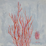 180125 Rote Ruten Gouache auf Papier 20x20 gerahmt 32x32