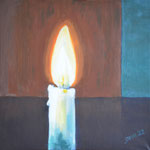 221126 Kerze braun-grün Acryl auf Leinwand 80x80