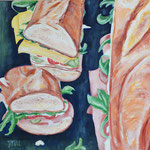 231215 Bagettsandwich Aryl auf Leinwand 70x70