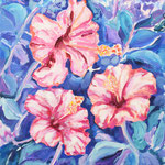 200908 drei Blumen Acryl auf Papier 48x36 gerahmt