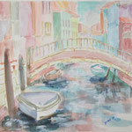 190808 Venedig Aquarell auf Papier 30x30 gerahmt 42x42 gerahmt 50x50