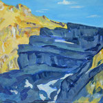 241012 Felskopf zwischen Piz Lischana und Piz San Jon Unterengadin Acryl auf Papier 30x40 gerahmt 52x62