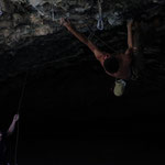 Photo: Stefan Joller / Climber: Ben Davison / Location: Ali Baba cave, Rodellar Spain