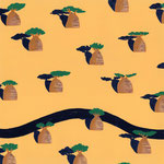 "バオバブひろば / Baobab Square" Acrylic on paper　※Sold