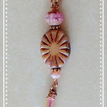 Wirework-Kupferdraht-Anhänger mit toller, ovaler, böhmischer Perle in Orange mit weiteren rosa Perlen