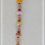 Kupferdraht-anhänger mit böhmischen, runden Perlen in Orange, Rosa, gelb