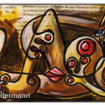 “Picasso- Style: Erotic Art 20:KLEINE ODALISKE "/ 2013 / 15×30 cm (5.91″ x11.81″) /  Acrylfarben/Collage auf Leinwand