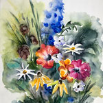 Sommerstrauß, Aquarell <br/> 48x36cm, 2019