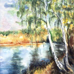 im unteren Spreewald, Aquarell/Pastell <br/> 48x36cm, 2019