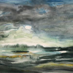 Sonnenaufgang in Island, Aquarell <br/> 36x48cm, 2018