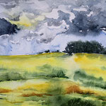 am Rapsfeld,Aquarell<br/>30x40cm,2021