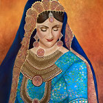 Indische Schönheit,Collage Papier/Acryl<br/>70x50cm,2022