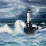 Phare d'Ar-Men Bretagne, Aquarell/Pastell<br/> 36x48cm, 2021