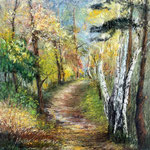 Waldspaziergang, Pastell<br/>48x38cm, 2024