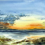Abend am Wattenmeer, Aquarell<br/>30x40cm, 2024