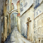 einsame Gasse, Aquarell<br/> 48x36cm, 2019