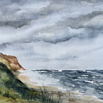 Das rote Kliff, Aquarell<br/>30x40cm, 2024