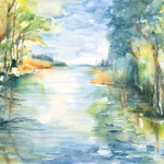 Motzener Kanal , Aquarell <br/> 36x48cm, 2019