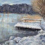Steg im Winter, Pastell<br/>36x48cm,2022