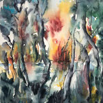 im Grünauer Forst 2, Aquarell<br/> 48x36cm, 2019