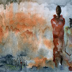 Aufbruch, Tusche/Aquarell<br/>36x47cm, 2022