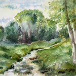 Frühlingsspaziergang,Aquarell<br/>30x40cm, 2024