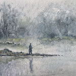 Morgenstille, Tusche/Aquarell<br/>38x48cm, 2022