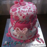 torta battesimo tre piani scarpette