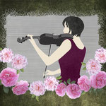 Violin and Roses digital paper collage