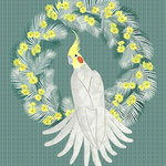 Cockatiel with daisy palm wreath