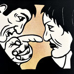 Mansplaining, 2025, Linolschnitt, Acryl, 21 x 30 cm