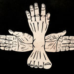 Das hat Hand und Fuß, 2023, Linolschnitt, 30 x 42 cm