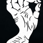 Da war die Faust zur Hand erlahmt, 2024, Linolschnitt, 31 x 19 cm