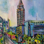 Frankfurt Messe Turm from the subway 40x50cm Acrylics on Canvas 2022