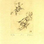 *1042-Gravure,estampe musique :  Le duo , violoncelle et violon