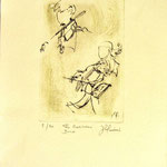 *1040-Gravure,estampe musique :  Le duo , violoncelle et violon