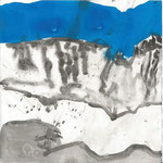 Schrattenflue, Tinte und Guache 15x15 cm 