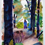 im Auenwald, Aquarell 16,5x24 cm