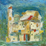 "Örtchen in der Toskana".   80 x 80.  (357).  (2)