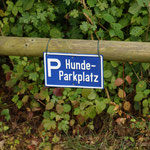 Auf dem Golfplatz in Sigmaringen sind Hunde willkommen. Reservierter Parkplatz für Golfer mit Hund