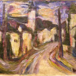 "Eichsfelder Landschaft", 1993, Acryl, collagiert, 69 x 48