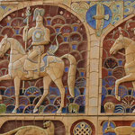 Monumental-decorative panel JANGAR (relief, ceramics) 1988-1990. Authors V. ADYANOV, S. KUZNETSOV, R. SHERIFZYANOV