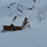 Marteller hut buried in snow.